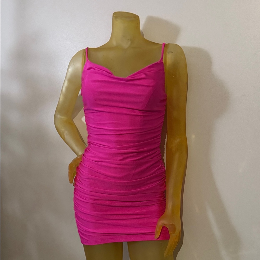 Elegant Pink Ruched Dress